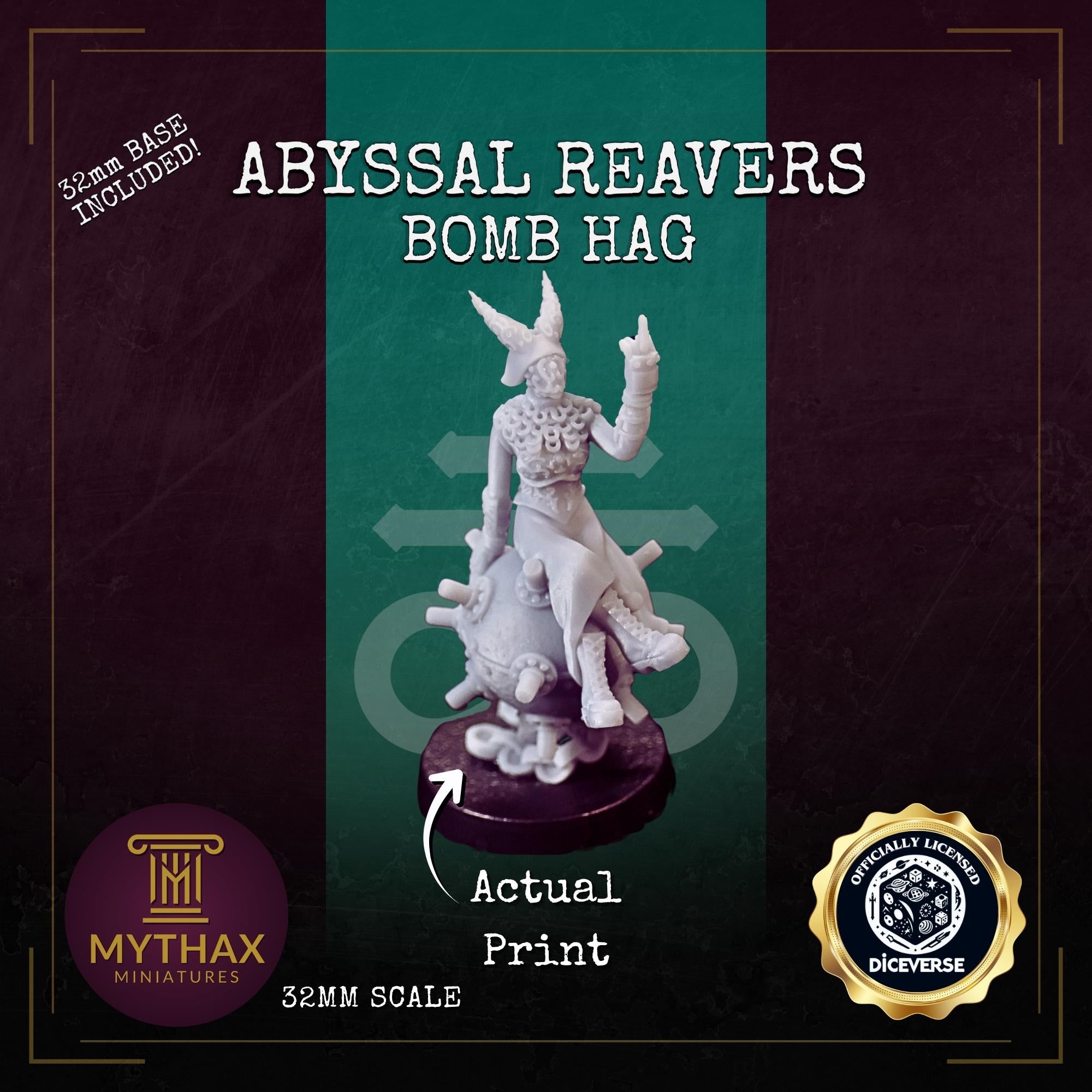 Abyssal Reavers - Grimdark Trench Proxy Miniatures - Bomb Hag - 32mm Resin Minis - (Diceverse)