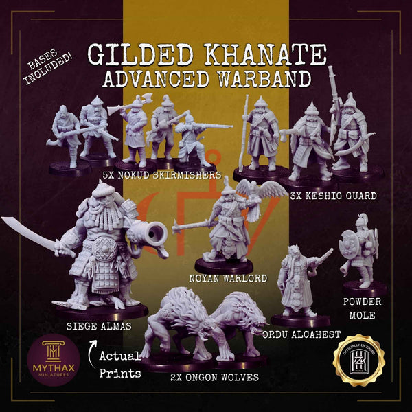 Gilded Khanate Warband, 32mm resin miniatures