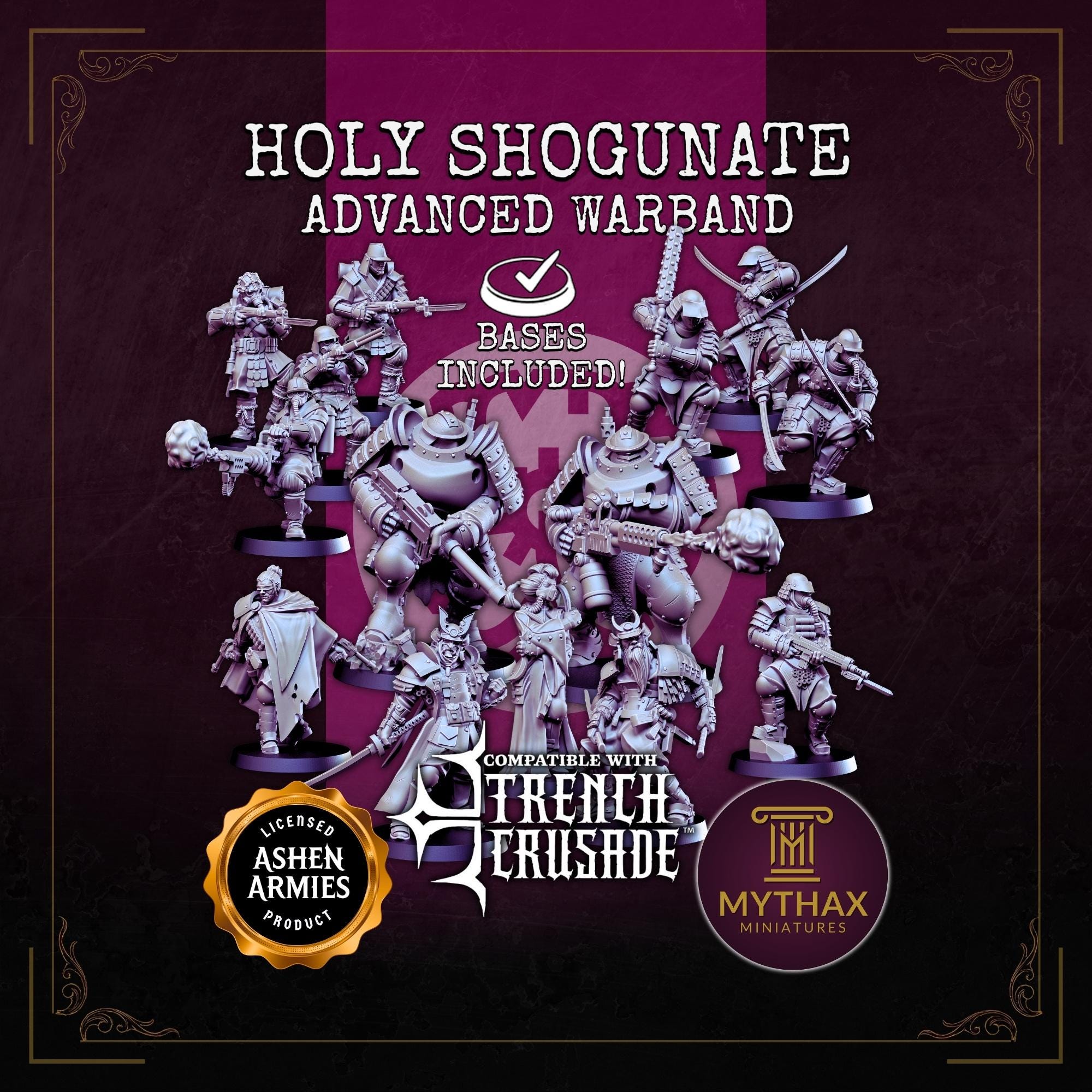 Holy Shogunate - Grimdark Trench Proxy Warband - 32mm Resin Miniatures - (Ashen Armies) - Bases included