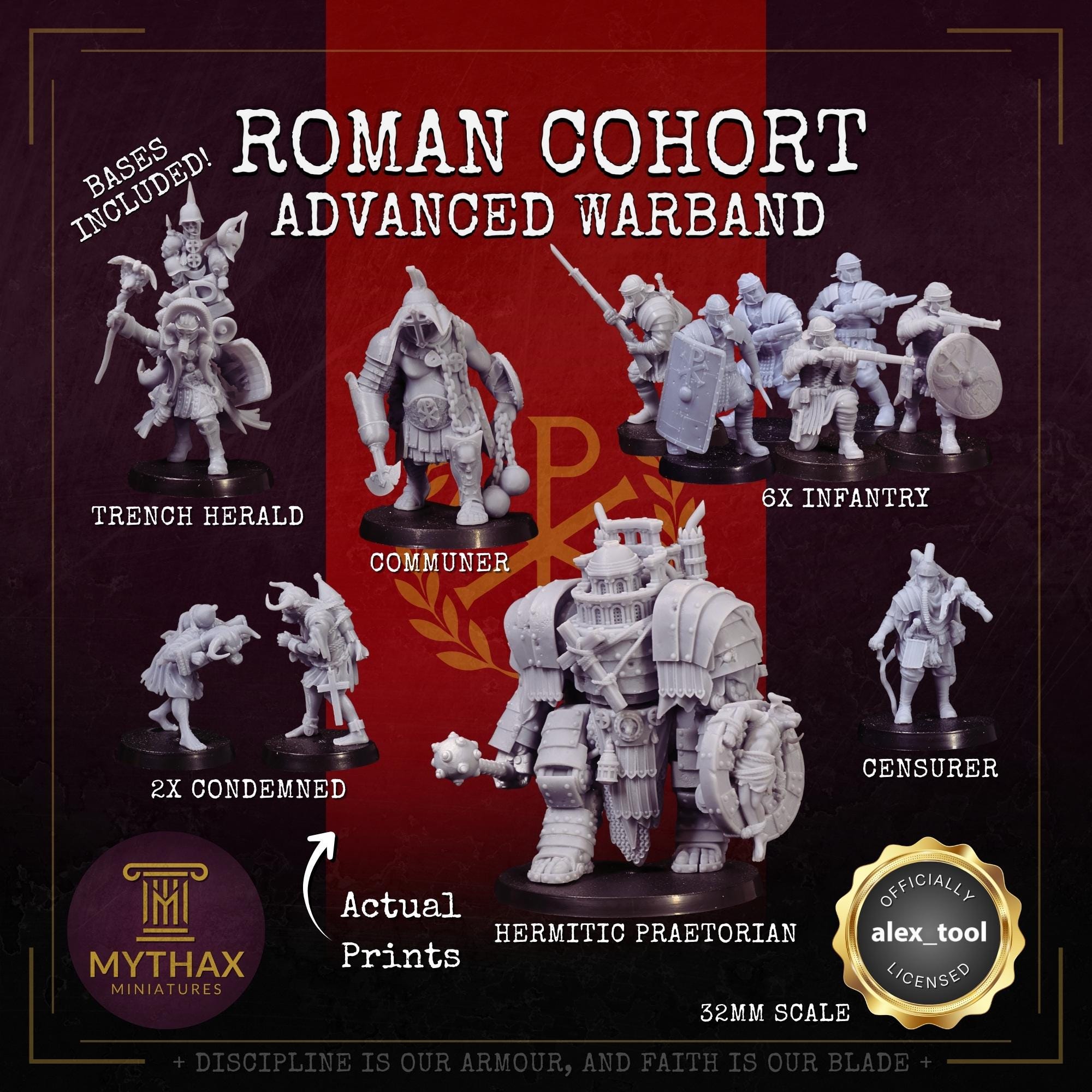 Roman Cohort - Grimdark Trench Proxy Warband - 32mm Resin Miniatures - (alex__tool) - Bases included