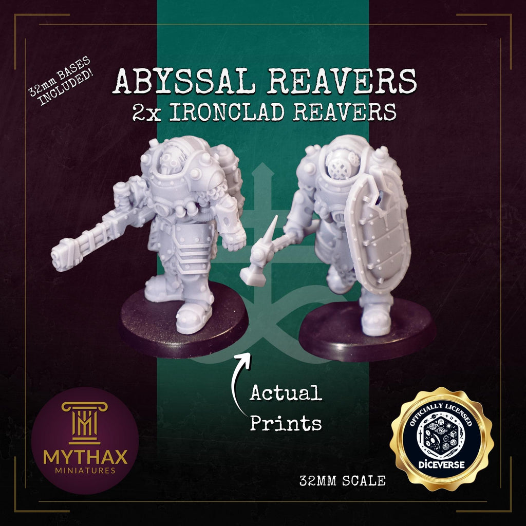 Abyssal Reavers - Grimdark Trench Proxy Miniatures - 2x Ironclad Reavers - 32mm Resin Minis - (Diceverse)