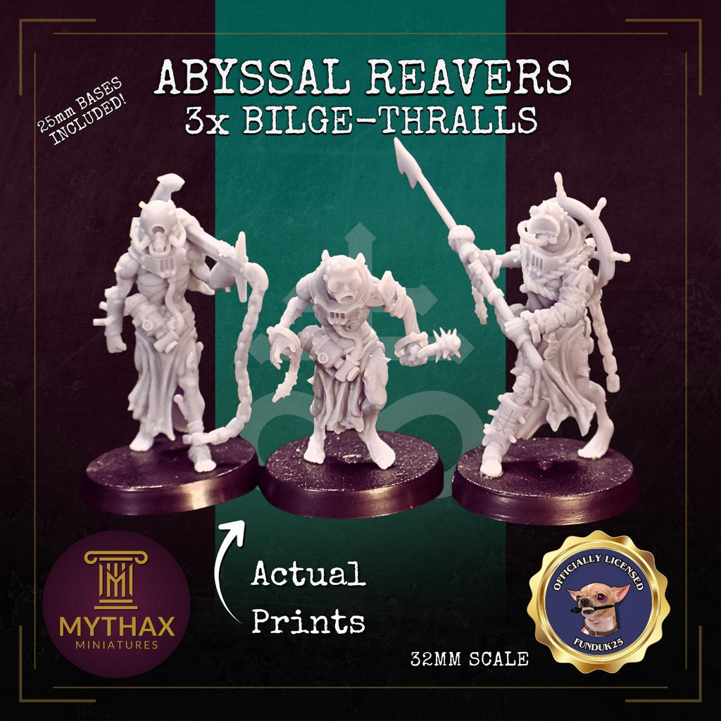 Abyssal Reavers - Grimdark Trench Proxy Miniatures - Bilge-Thralls - 32mm Resin Minis - (Diceverse)