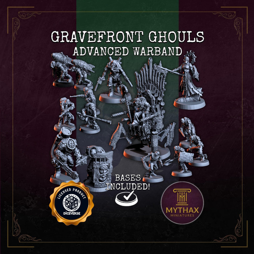 Gravefront Ghouls - Grimdark Trench Proxy Warband - 32mm Resin Miniatures - (Diceverse) - Bases included