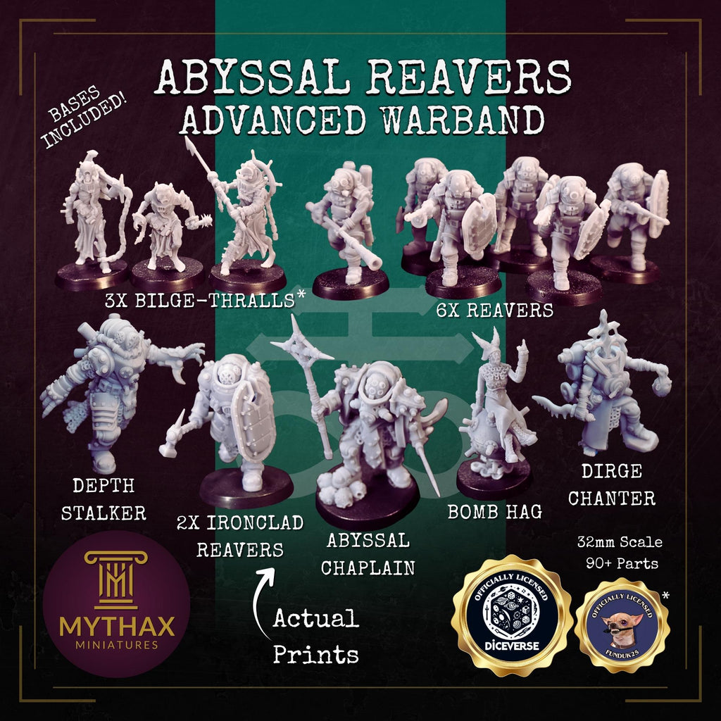 Abyssal Reavers - Grimdark Trench Proxy Warband - 32mm Resin Miniatures - (Diceverse, Funduk25) - Bases included