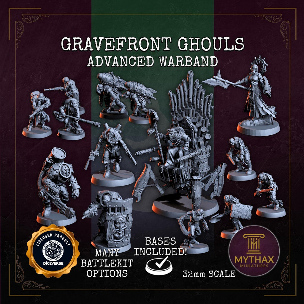 Gravefront Ghouls - Grimdark Trench Proxy Warband - 32mm Resin Miniatures - (Diceverse) - Bases included