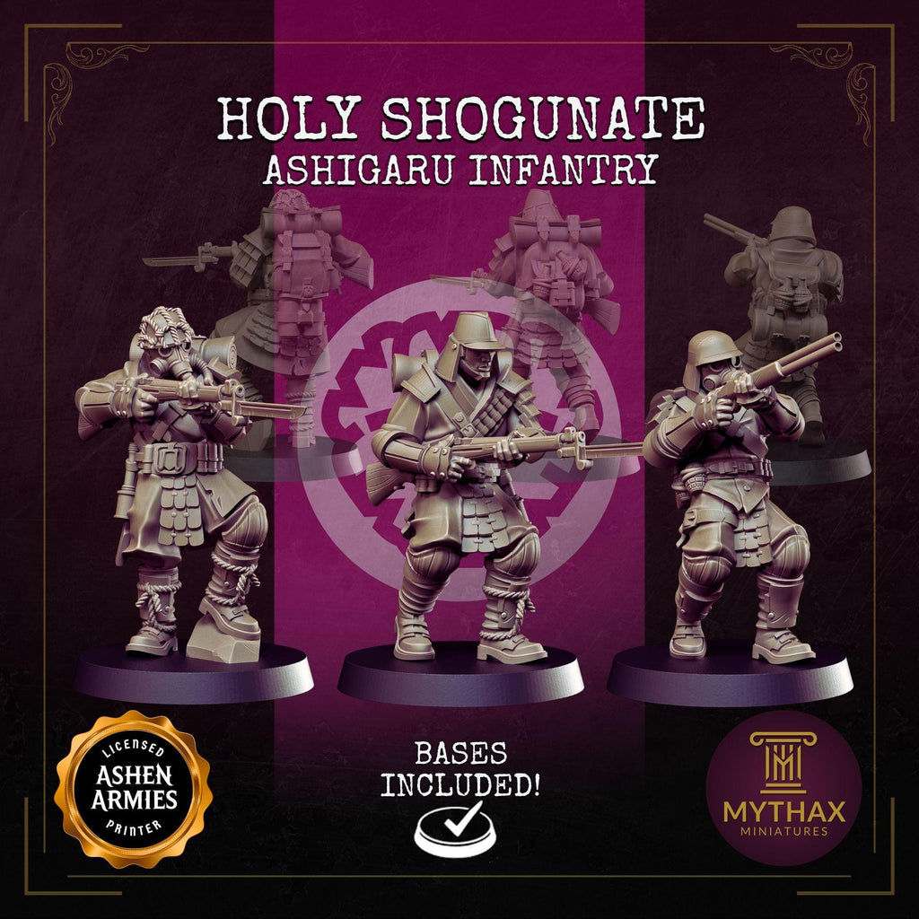 Holy Shogunate Warband – 32mm resin proxy warband miniatures compatible with Trench Crusade by Ashen Armies (rear view)
