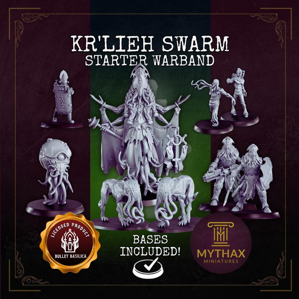 Kr'ileh Swarm Warband – 32mm resin proxy warband miniatures compatible with Trench Crusade by Bullet Basilica (side view)