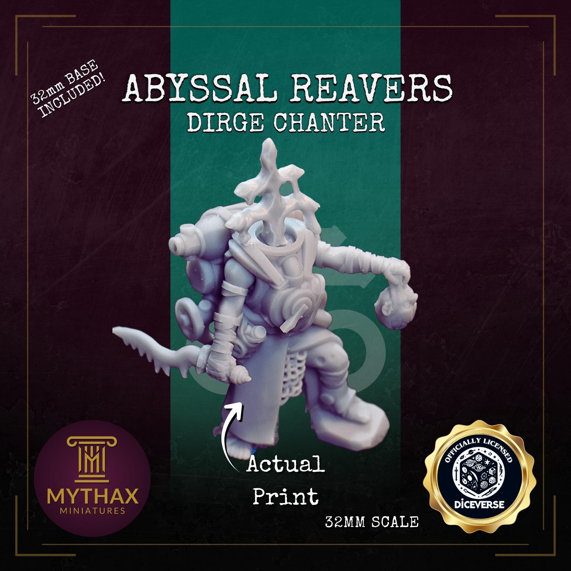 Abyssal Reavers - Grimdark Trench Proxy Miniatures - Dirge Chanter - 32mm Resin Minis - (Diceverse)