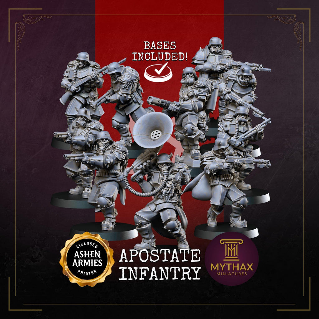 Hellbound Apostates Infantry x10 – 32mm resin proxy infantry miniatures compatible with Trench Crusade by Ashen Armies
